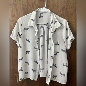 Zebra Print Collared Shirt